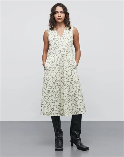 Mads Nørgaard - Poplina Esma AOP Kjole - Shadow Lime Flower